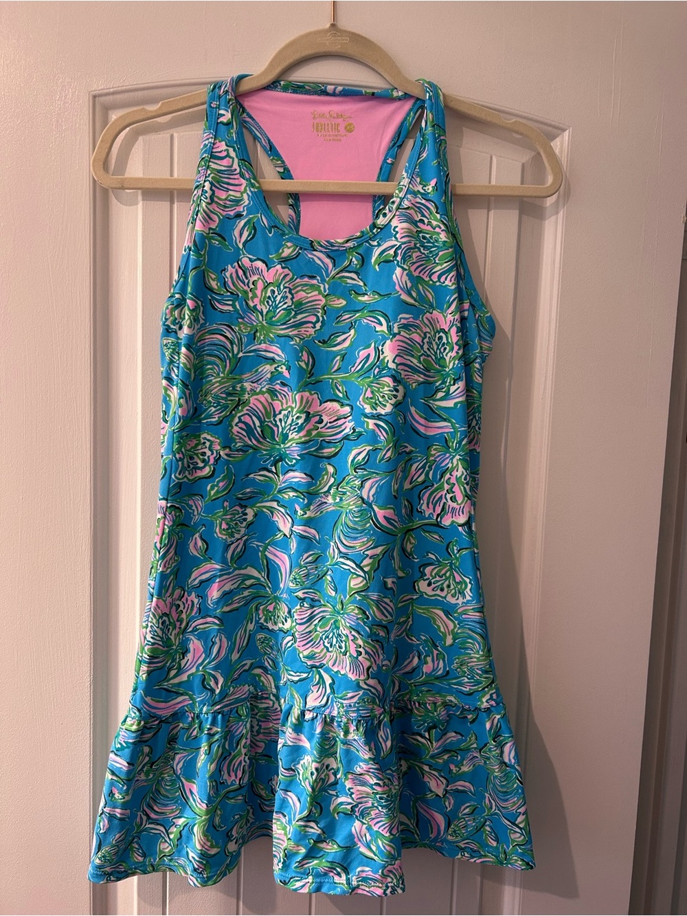 Lily Pulitzer Luxletic blue and pink UPF 50+ Lunan Athletic Dress NEW